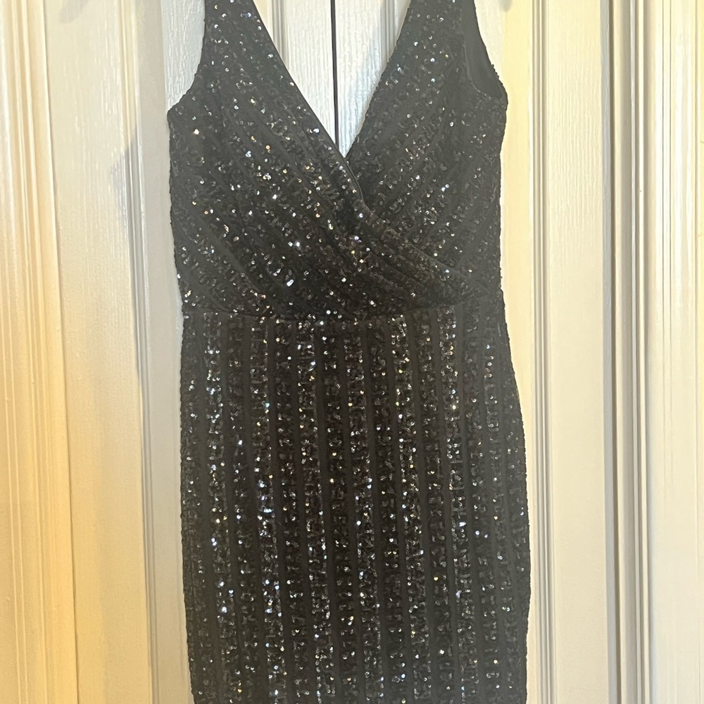 Elegant Black Sequin Mini Dress